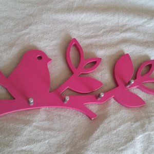 Bird Pink Closet Organizer with Metal Pegs